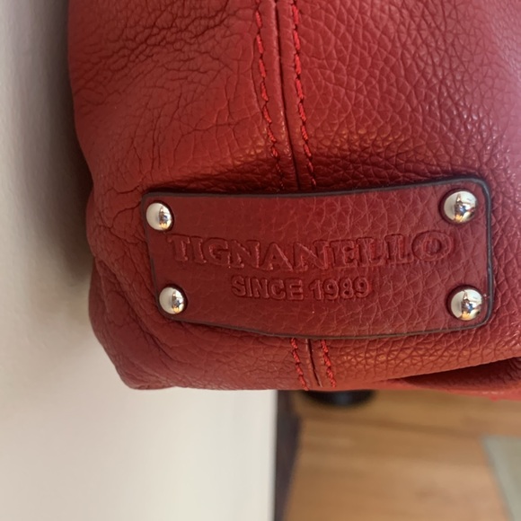 NWOT Tignanello red genuine leather hobo lab - Picture 3 of 8